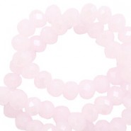 Faceted glass beads 4x3mm disc Oleander pink-pearl shine coating